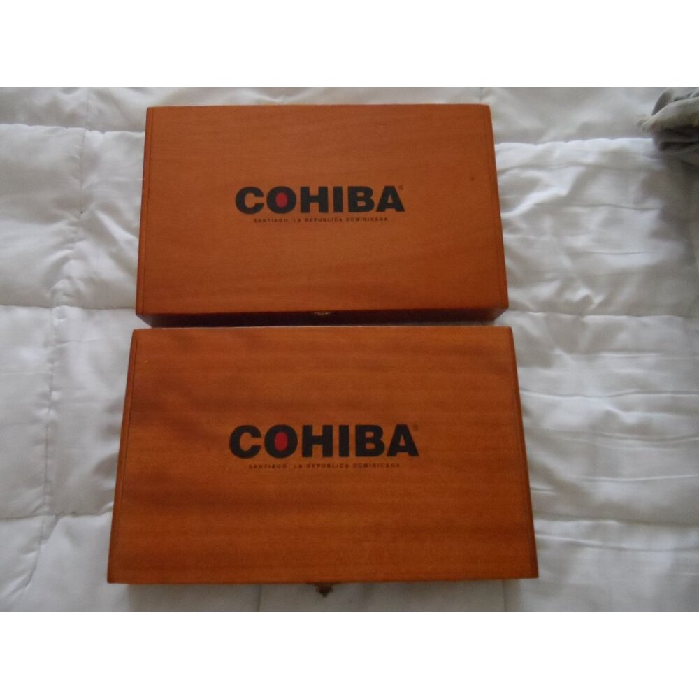 Cohiba Wooden Cigar Box Wood Storage Set of 2